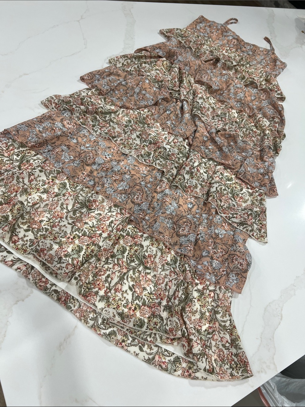 Baltic Born Pink and Cream Floral Tiered Maxi Dress size XLarge New W Tags - Picture 3 of 16